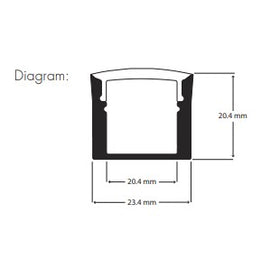Surface LED Profile - Deep / Wide PRO3 Black 23 x 20mm