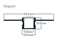 Plaster-in LED Profile - Deep PRO3P Silver 63 x 20mm