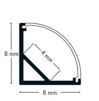 Corner LED Profile - Nano PRO7N Curved Diffuser 8x9mm