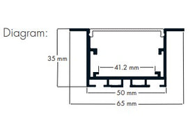 3m Recessed LED Profile - Double Deep / Wide PRO50SR Black 60 x 35mm