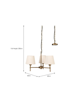 Peartree 3 Light Ceiling Chandelier - Steel, Antique Bronze