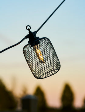 Festoon Lights Cylinder Solar 10 Bulbs - Black