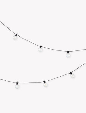 Festoon Ribbed Round Lights 20 Bulbs - Black