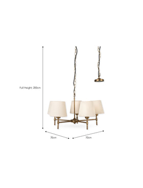 Peartree 5 Light Ceiling Chandelier - Steel, Antique Bronze
