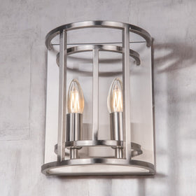 Chester 2 Light Wall Light Satin Chrome