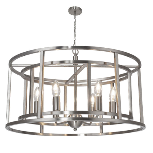 Chester 6 light Pendant Satin Chrome