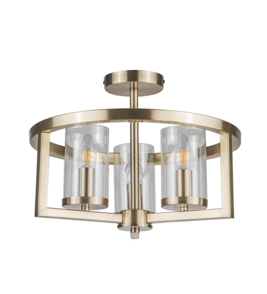 Costello 3 Light Semi Flush Antique Brass