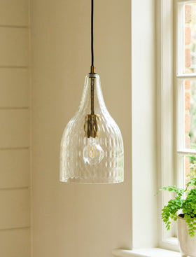 Dovecote Dimple Glass Pendant Light - Steel, Antique Bronze
