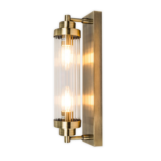 Edith 2 Light Antique Brass IP44 Bathroom Wall Light