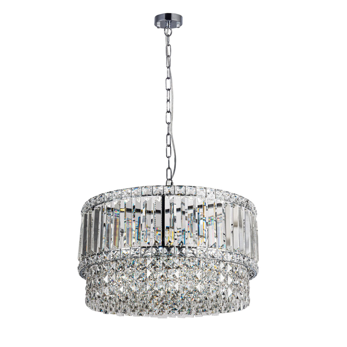 ISLA 6 Light Polished Chrome with Crystal Pendant