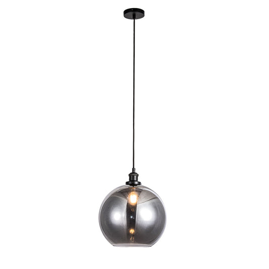 Lewis 1 Light Medium Glass Ball Pendant Matt Black