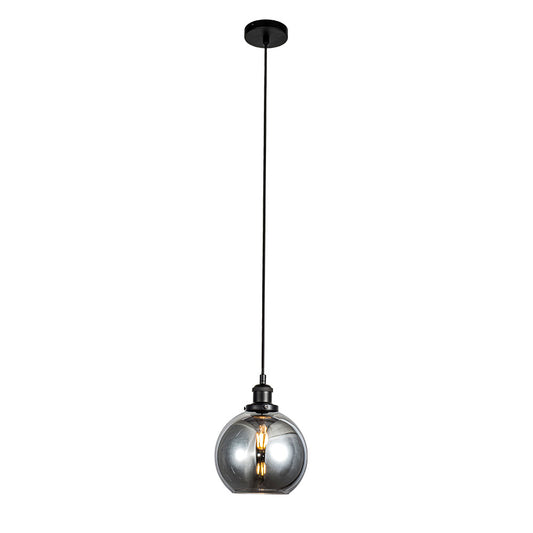 Lewis 1 Light Small Glass Ball Pendant Matt Black