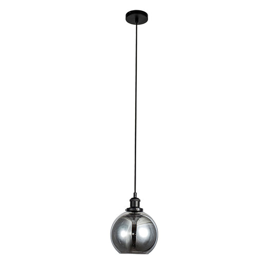 Lewis 1 Light Small Glass Ball Pendant Matt Black