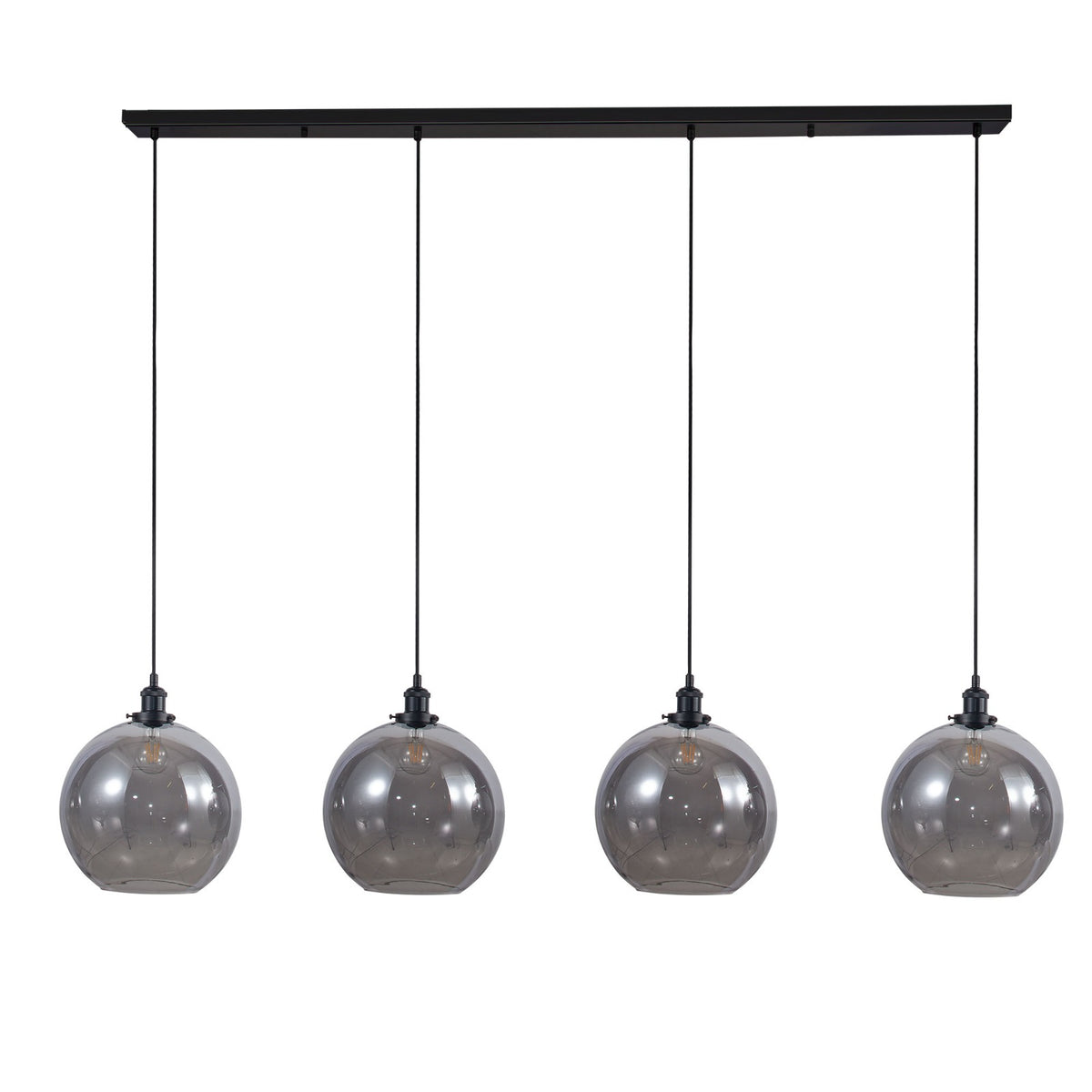 Lewis 4 Light Bar Medium Glass Ball Pendant Matt Black
