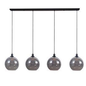 Lewis 4 Light Bar Medium Glass Ball Pendant Matt Black