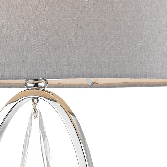 Markle Polished Chrome and Crystal Table Lamp c/w Oval Shade