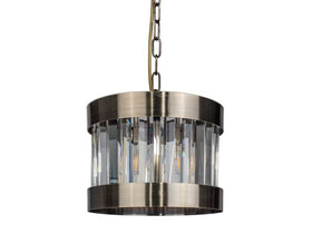 Pandora 1 Light Crystal Pendant Antique Brass