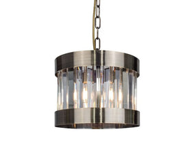 Pandora 1 Light Crystal Pendant Antique Brass