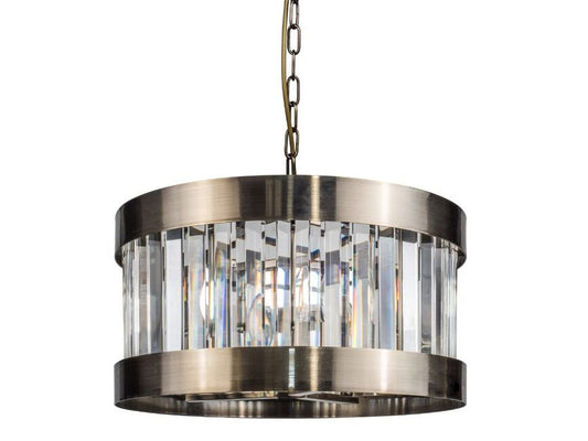 Pandora 3 Light Crystal Pendant Antique Brass