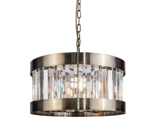 Pandora 3 Light Crystal Pendant Antique Brass