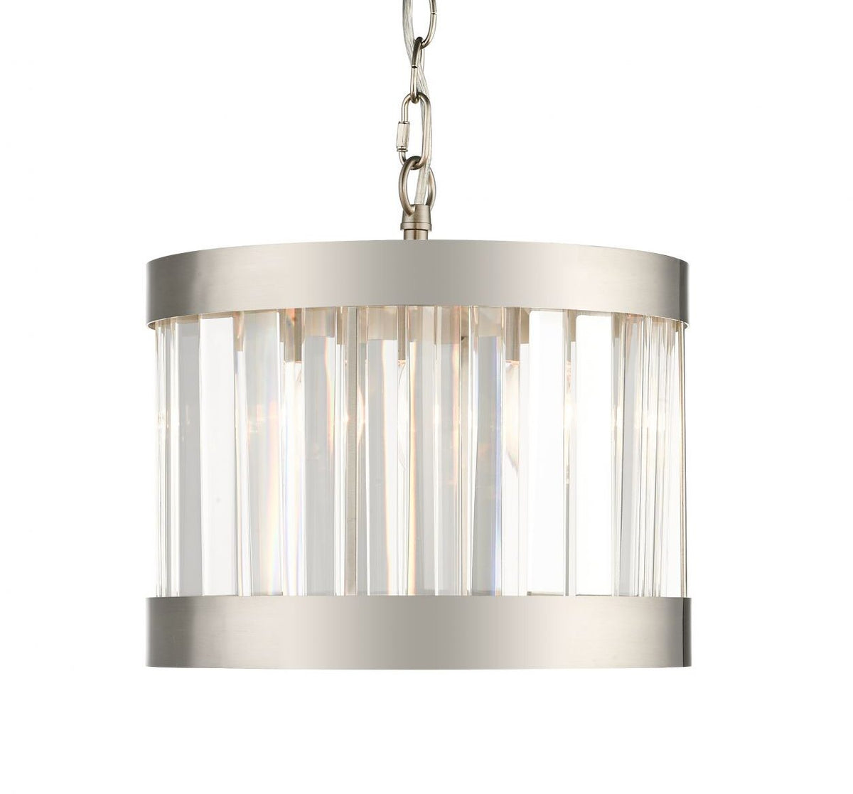 Pandora 1 Light Crystal Pendant Satin Chrome
