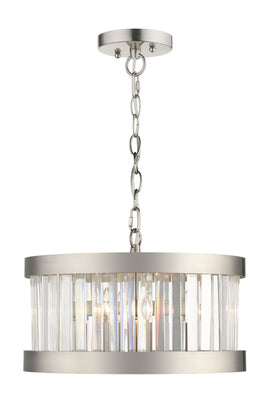 Pandora 1 Light Crystal Pendant Satin Chrome