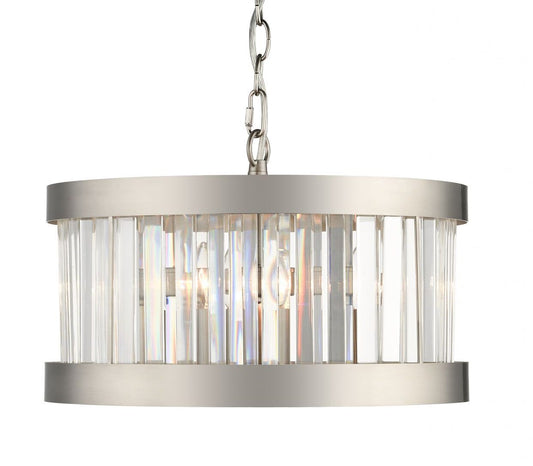 Pandora 3 Light Crystal Pendant Satin Chrome