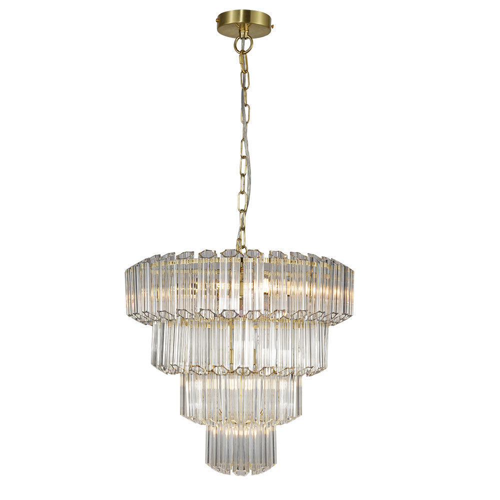 Pierre 11  Light Satin Brass Crystal Ceiling Pendant