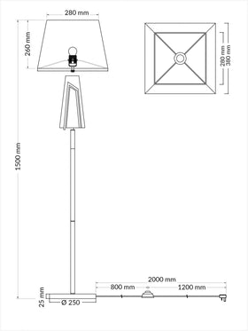 Plaza Antique Brass Floor Lamp c/w Square Shade