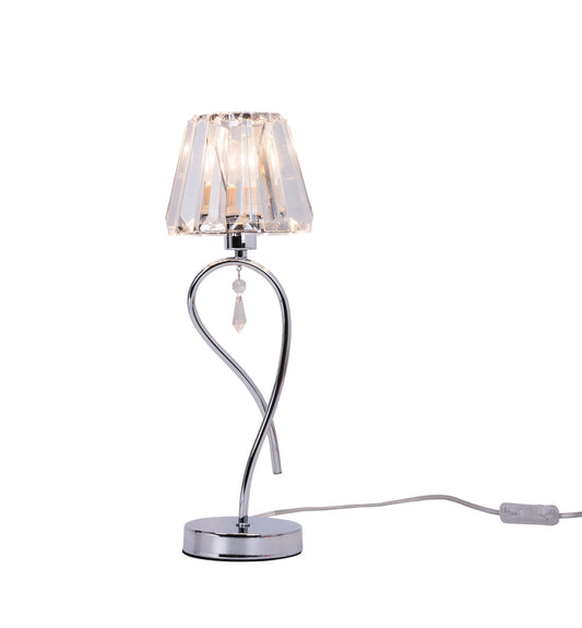 Senza 1 Light Polished Chrome Table Lamp with Crystal Shade