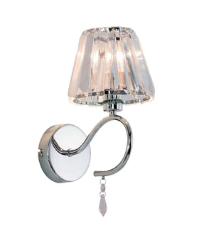 Senza 1 Light Polished Chrome Wall Light with Crystal Shade