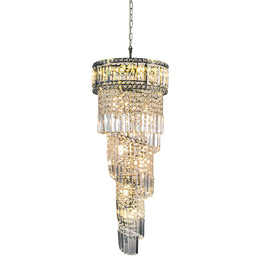 ISLA 13 Light Antique Brass with Crystal Pendant