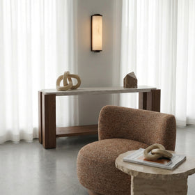 Fento IP44 (Small) Wall Light - Antique Bronze and Alabaster Effect