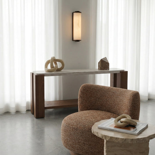 Fento IP44 (Small) Wall Light - Antique Bronze and Alabaster Effect