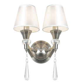 Sophia 2 Light Crystal Wall Light Satin Chrome
