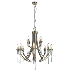 Sophia 12 Light Crystal Ceiling Light Antique Brass