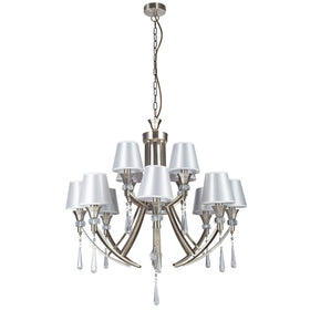 Sophia 12 Light Crystal Ceiling Light Satin Chrome