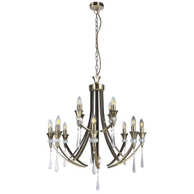 Sophia 12 Light Crystal Ceiling Light Antique Brass