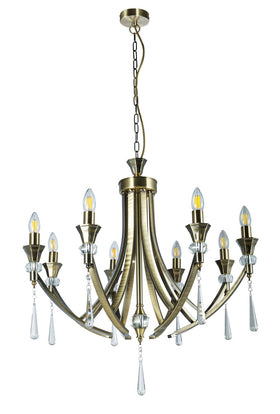Sophia 8 Light Crystal Ceiling Light Antique Brass