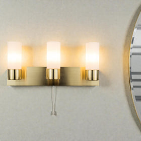 Talia IP44 3 Light Satin Brass Wall Light