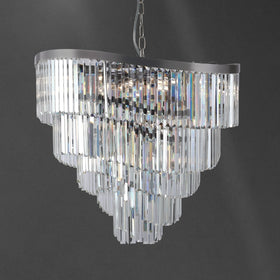 Waverly 16 Light Crystal Pendant Brushed Black Chrome