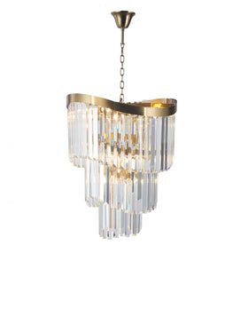 Waverly 6 Light Crystal Pendant Satin Brass