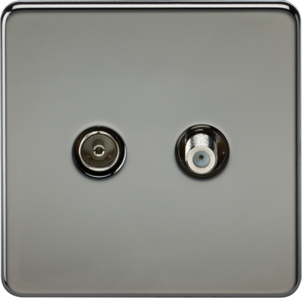 TV & SAT TV Outlet (Isolated) - Black Nickel