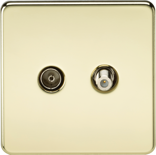 TV & SAT TV Outlet (Isolated) - Polished Brass