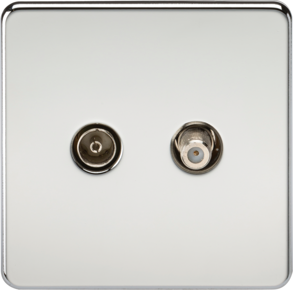 TV & SAT TV Outlet (Isolated) - Polished Chrome