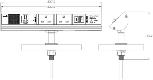 13A 2G Desktop Power Station with Dual USB Charger (2.1A) and Built in Speaker with Audio In port - Image 2
