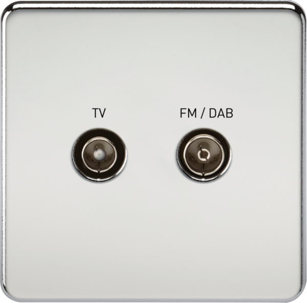 Screened Diplex Outlet (TV and FM DAB) - Polished Chrome