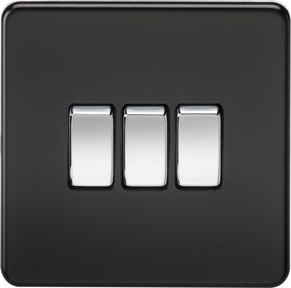 10AX 3G 2-way Switch - Matt Black with Chrome Rocker