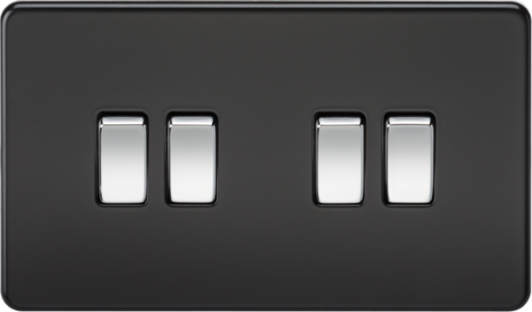 10AX 4G 2-way Switch - Matt Black with Chrome Rocker