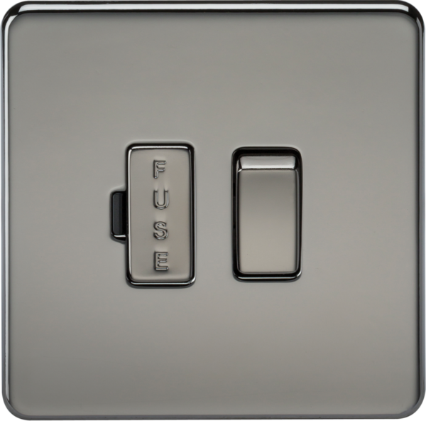 13A Switched Fused Spur Unit - Black Nickel